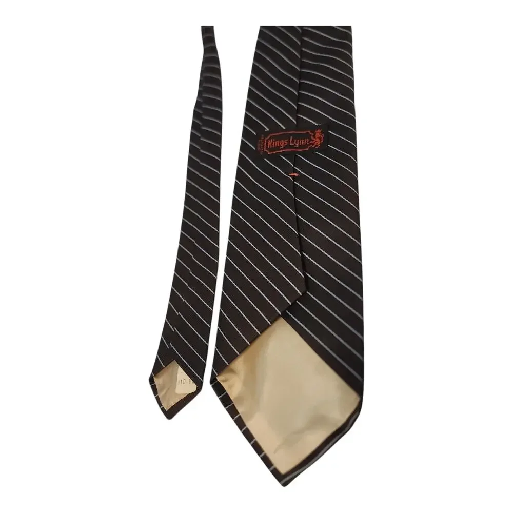 Vintage Men's Tie Brown Striped Classic Necktie England NOS NWT Kings Lynn
